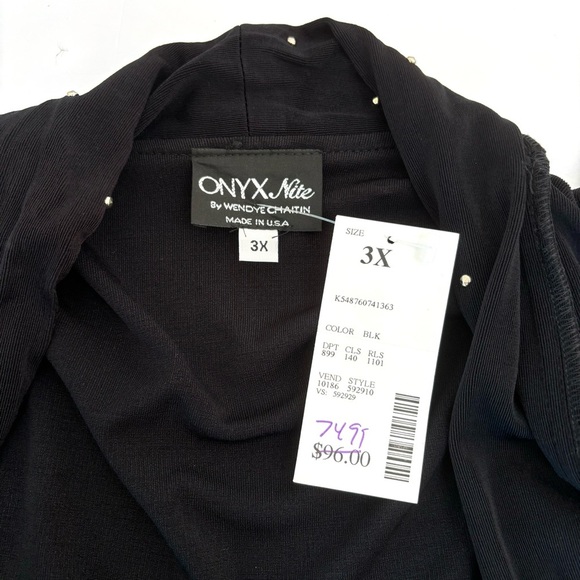 Onyx Nite Long Open Front Studded Long Sleeve Cardigan Style Jacket Plus 3X- NWT - Picture 3 of 8